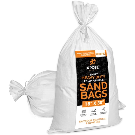Xpose Safety Sandbags, Polyethylene, White 1000 PK wsb-1830-1000